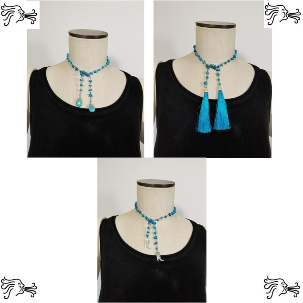 Turquoise Stone Chain Necklace 17$